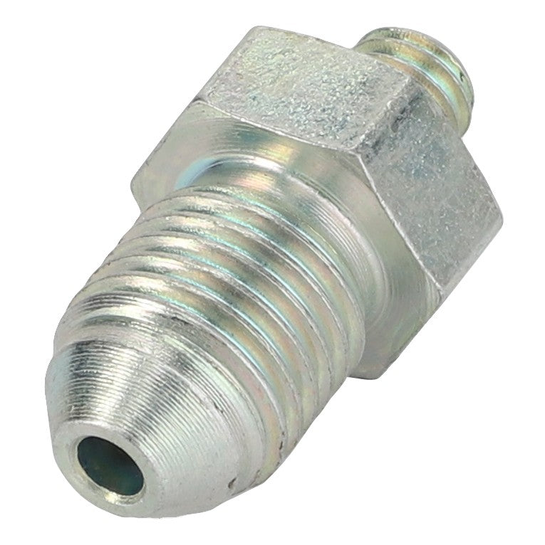 The AGCO Adapter - Acw3544750 is depicted in a close-up image, showcasing its metallic structure. This adapter fitting features a threaded end on one side and a smooth opening on the other, designed for connecting components in fluid or gas systems. No further product description information is currently available for this item.