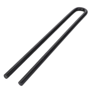 The AGCO Spring Tine, Concave Rake - D28350257 features a black U-shaped metal rod with two straight parallel sides and a rounded bend at the top, ensuring a higher yield.