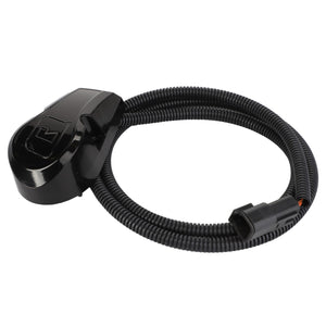 A coiled black hose attached to a dark rectangular component, likely an electrical connector or part of a machinery system, identified as the AGCO Angle - Acp0295120. No current product description available.