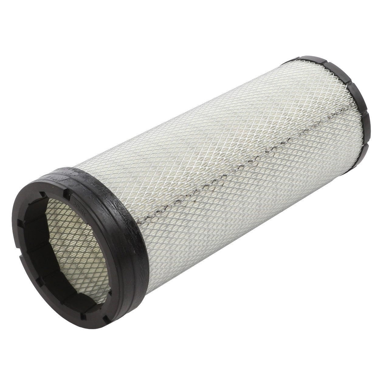 The AGCO | Engine Air Filter - Acw2111290 features a cylindrical shape with a metal mesh exterior and black rubber ends, designed for optimal engine protection and filtration efficiency.