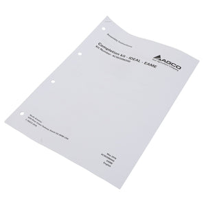 A white document titled "AGCO | Instructions - Acw209644A" from AGCO with assembly instructions in English and no current product description information available. The document features four holes punched along the left side for easy filing.