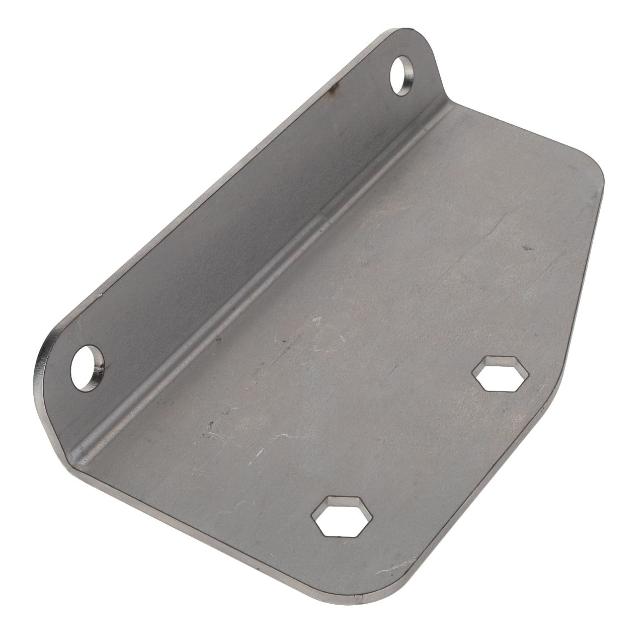 Introducing the AGCO Bracket - Acw1756170 by AGCO, a metal bracket designed with a right angle, featuring two holes on the upright side and two hexagonal slots on the flat base. Note that there is no additional product description information currently available.