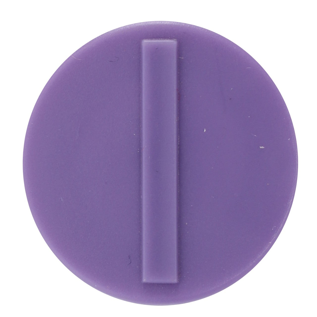 A round, purple button with a vertical rectangular groove in the center, reminiscent of the sleek design often seen in AGCO models like the Padding - 4374010M1.