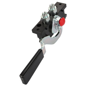 The AGCO | Selector - Acp0293360 is a hydraulic directional control valve featuring a black handle and a red button. Currently, there is no detailed product description available for this item.