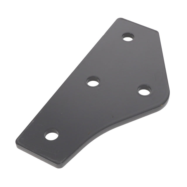 The AGCO Mounting Plate - Acw0632980 is a flat, black metal bracket with an irregular shape, featuring four evenly spaced holes for mounting. No additional product description information is available.