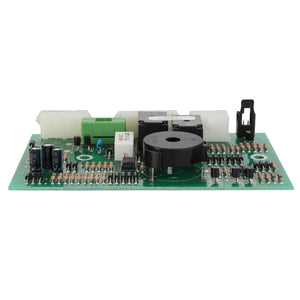 The AGCO | CARD - CG1257224151 is a green printed circuit board (PCB) featuring an array of electronic components such as capacitors, resistors, connectors, and a central black component.