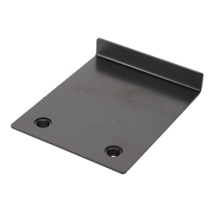 The AGCO Support - Acw0140850 is a robust black metal mounting bracket featuring two screw holes and a distinctive raised edge on one side.