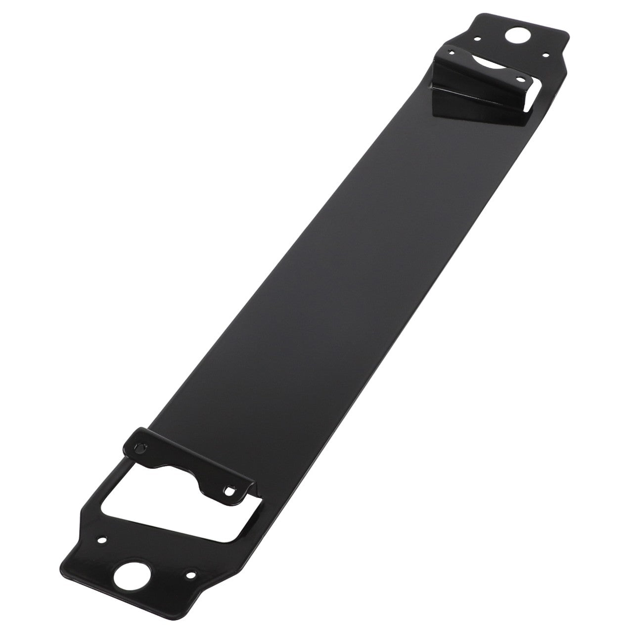 The AGCO Bracket - Acw1428090 is a sleek, elongated black metal bracket featuring multiple mounting holes.