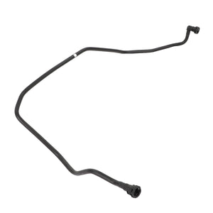 The AGCO | Hose - Acw3520540, a black automotive fluid line featuring bends and connectors on both ends, is displayed against a white background. No current product description information available.