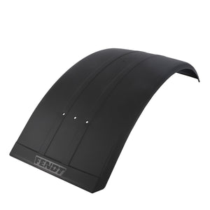 The AGCO Front Fender (Model: 926700030011) is 620 mm wide and 1840 mm long, designed for tire sizes 650/65R38 and 650/65R34. It features a curved shape with ridges and two pre-drilled holes for mounting, making it ideal for those seeking durable fenders and mudguards.