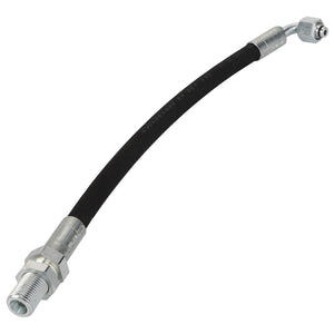 The AGCO | Hydr. Hose - Acw069677A is a rubber hydraulic hose featuring metal fittings on both ends, with one fitting larger and the other smaller. Currently, there is no additional product description information available.