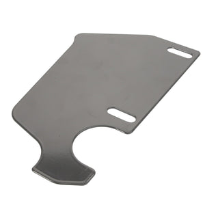 The AGCO Closing Plate - Acw0476970 is a flat, irregularly shaped metal plate featuring three cut-out slots. Unfortunately, no further product description information is currently available.