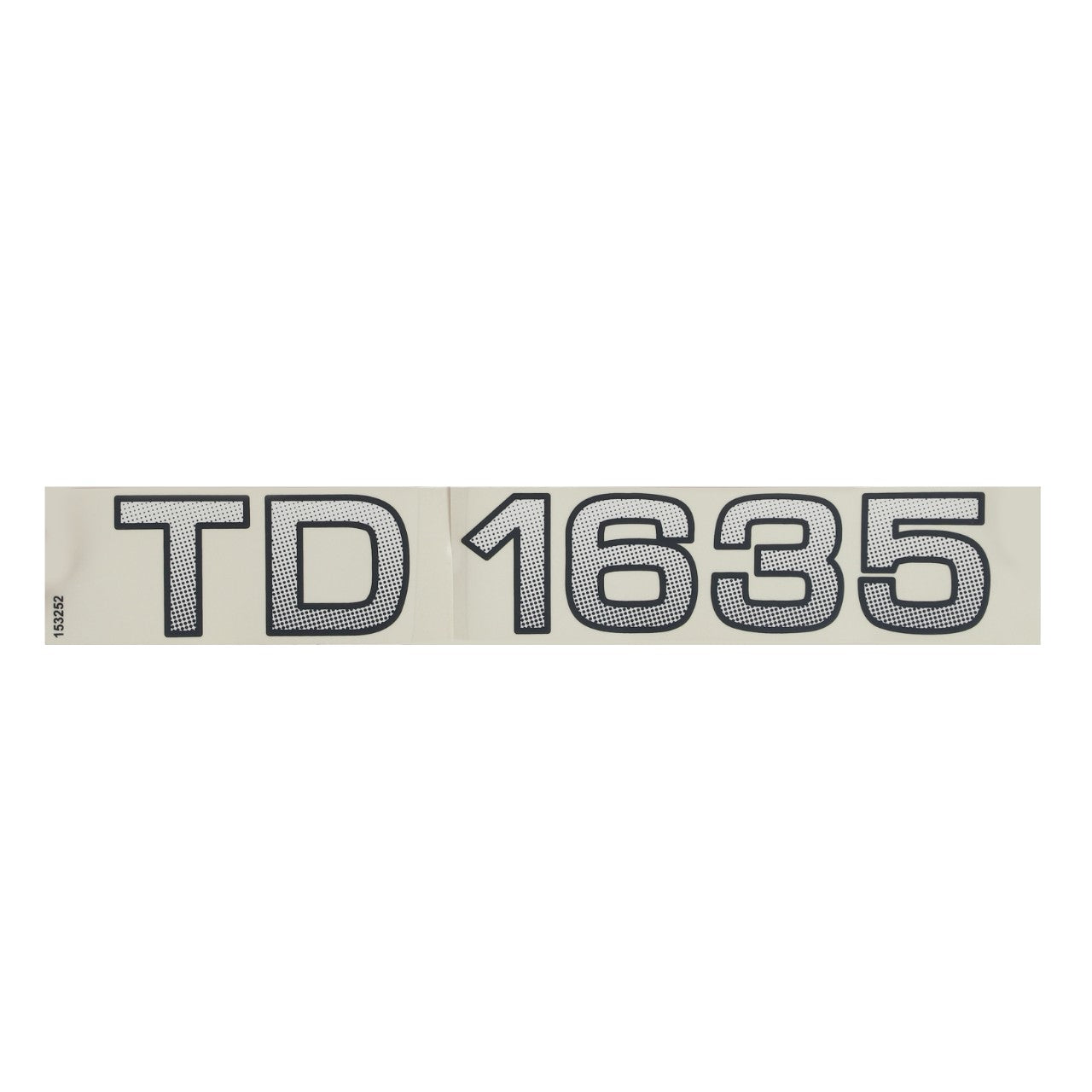 A decal labeled "TD 1635" in large, bold, dotted font on a white background, branded by AGCO with the product name "Decal - Fel153252". No current product description available.