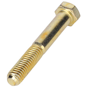 A gold-colored AGCO hexagonal head bolt (model AG556203) with partial threading, displayed against a white background. Currently, there is no product description information available for this item.