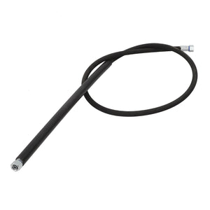 The AGCO Hose - Acp0293930 is a black flexible hose featuring silver metal fittings on both ends.