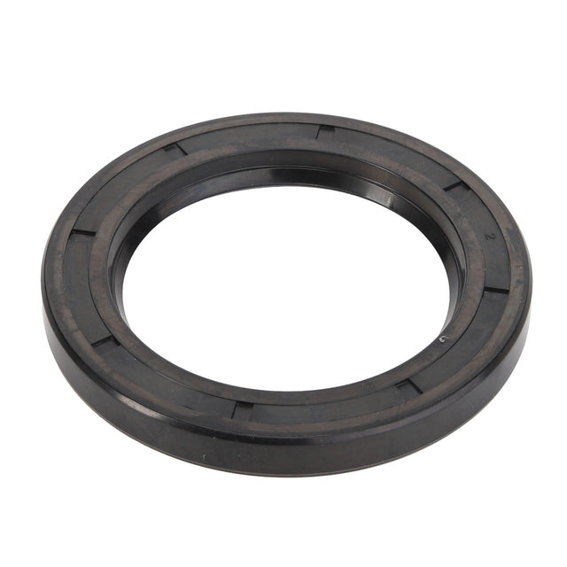 The AGCO Oil Seal - Acp0369580 is a black rubber sealing ring with a circular shape and grooved surface, commonly used in mechanical or automotive applications for enhanced performance and reliability.