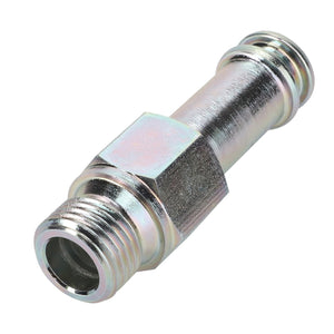 The AGCO Screw Neck (F411201090050) is a metallic cylindrical hose connector featuring threaded ends and a hexagonal center section for easy tightening. No current product description available.