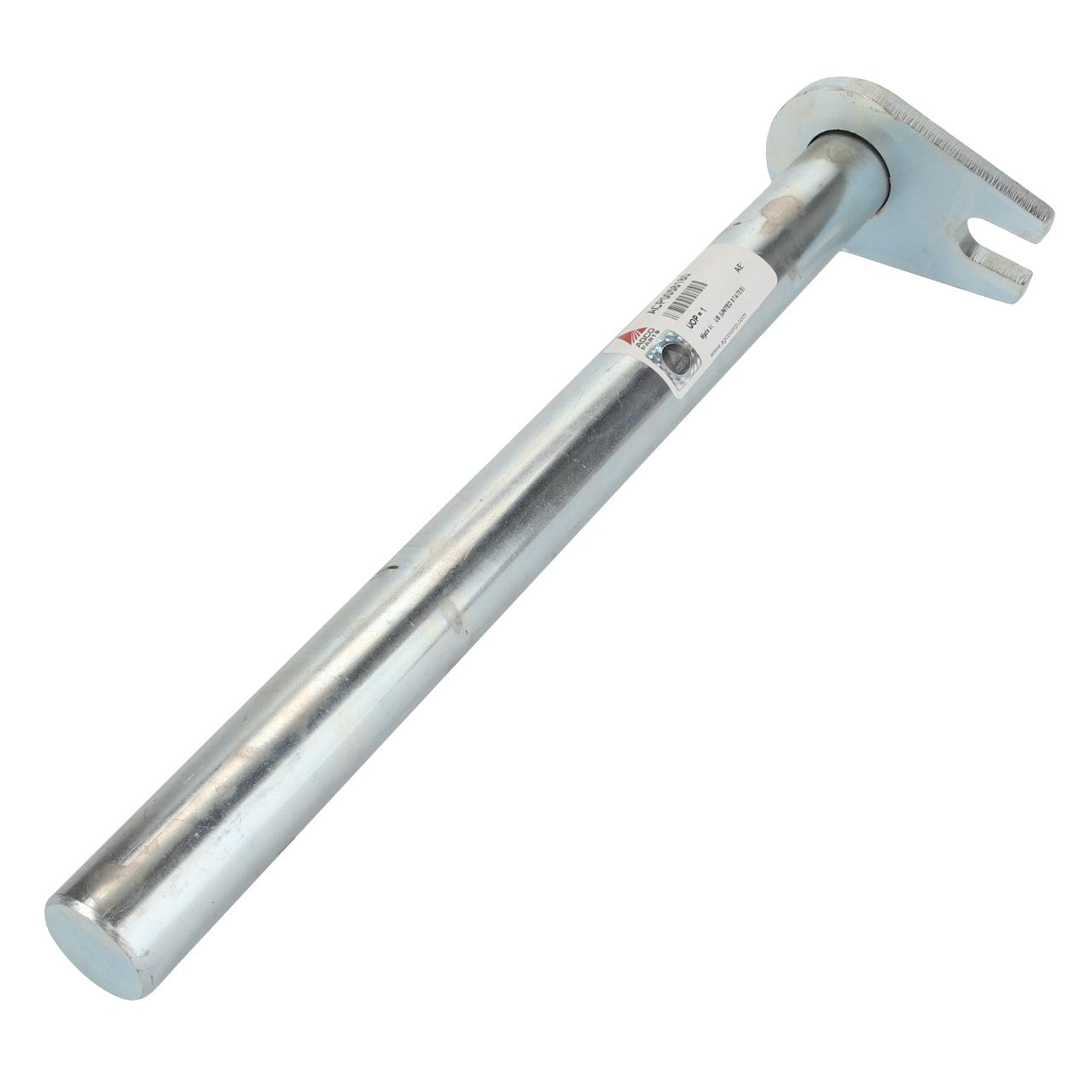 The AGCO | Hinge Pin - Acp0058180 by AGCO is a metal tool featuring a cylindrical handle and a flat, notched end, commonly employed for mechanical or construction tasks.