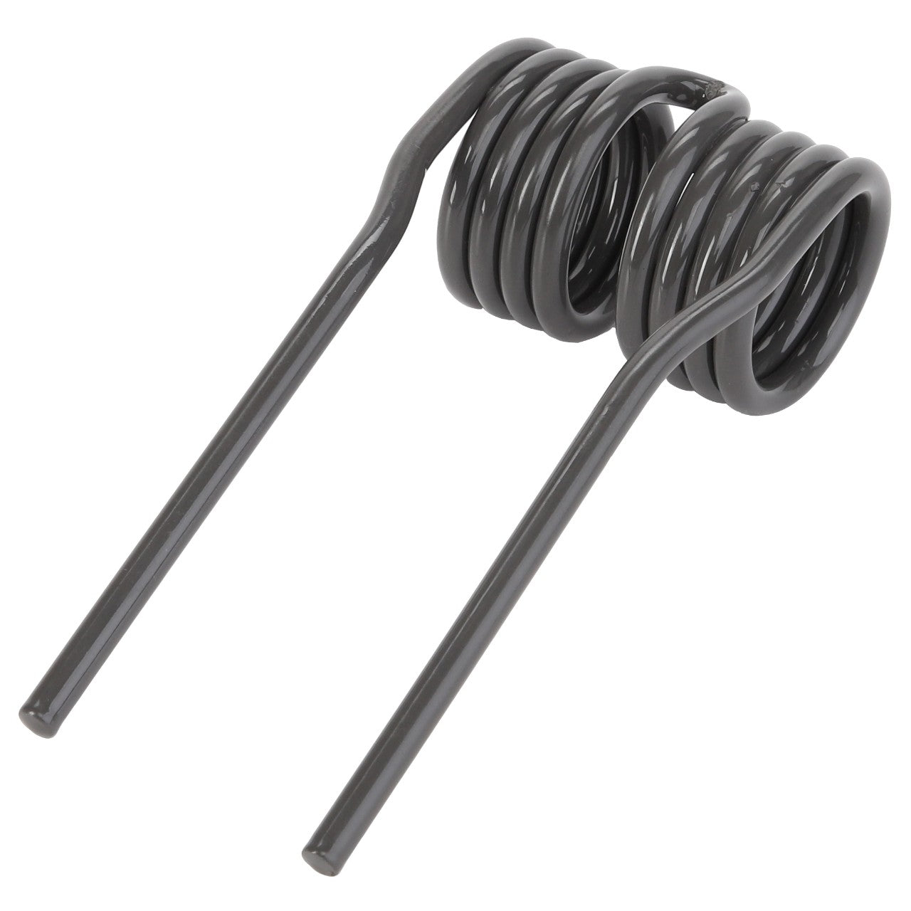 A metal torsion spring with two coiled ends and extended straight arms, compatible with Valtra machinery, known as the AGCO Spring Tine - Lm02148544.