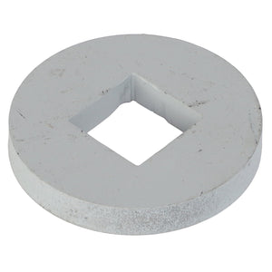 The product "AGCO | Flat Washer - 6210371" is a flat, circular metal washer featuring a square hole in the center. Currently, there is no additional product description available.