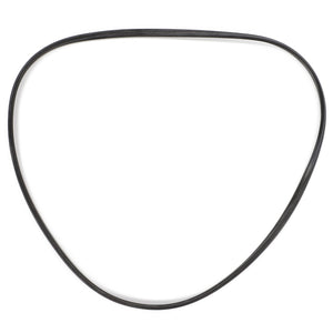 A flat, black, triangular-shaped rubber band with slightly rounded corners against a white background, ideal for use with genuine seals on Massey Ferguson Models such as the AGCO Seal, Rear Axle Housing - 3759196M1.