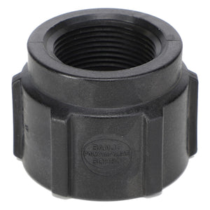 A sleek, black, threaded, hexagonal plastic cap featuring "AGCO | Coupling - Ag050266" embossed on its surface.