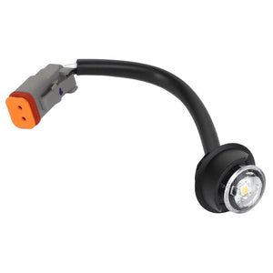 The AGCO Lamp - Acw151906A is a small, round LED light featuring a black casing connected to a black cable and an orange-gray plug. No current product description information available.