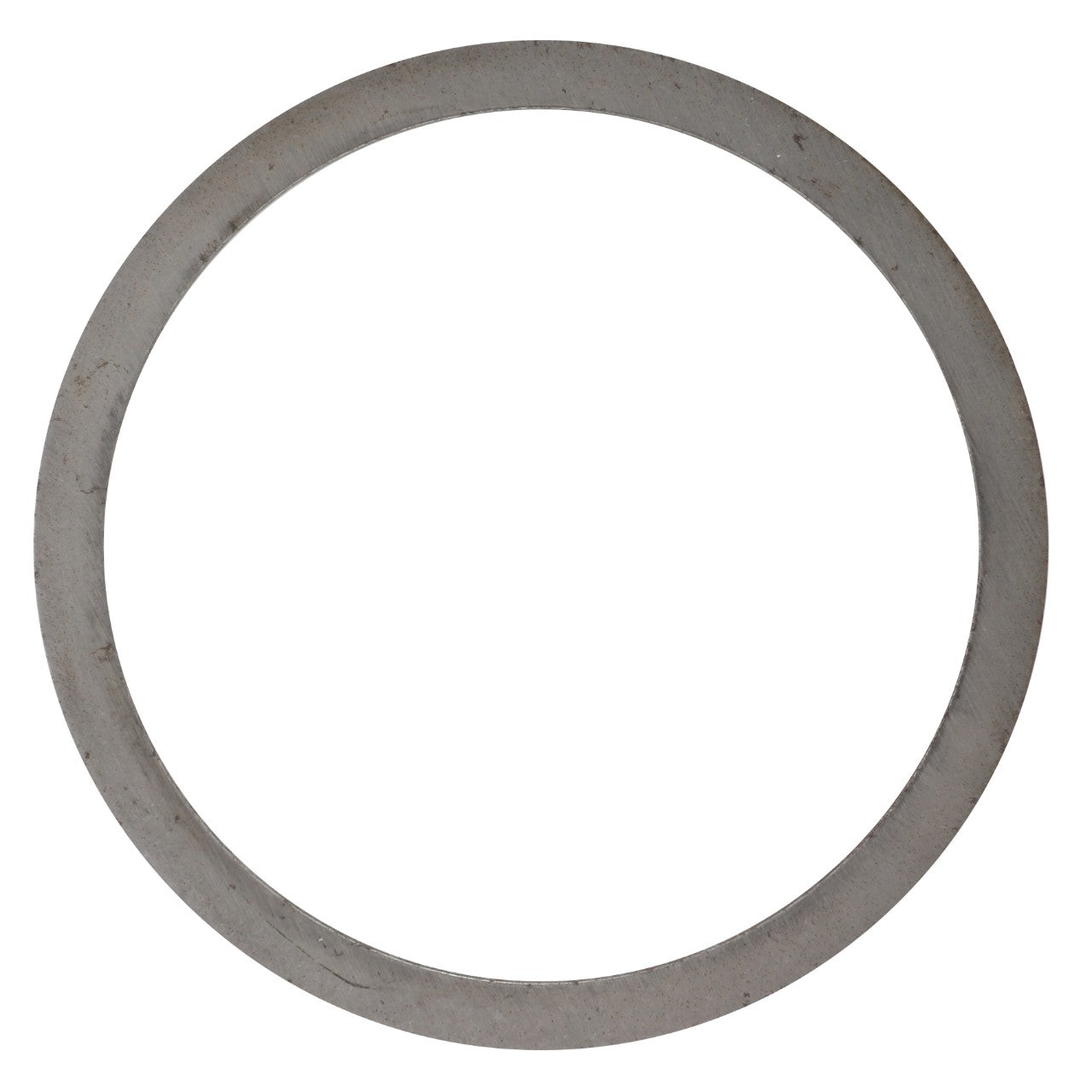 The AGCO Shim - F380303020346, a clean and circular metal ring with a smooth surface, gleams under the light against a pristine white background.