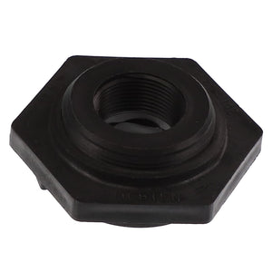 Close-up of an AGCO | FITTING - BD5783, a black hexagonal locking nut with internal threading. Brand Name: AGCO.