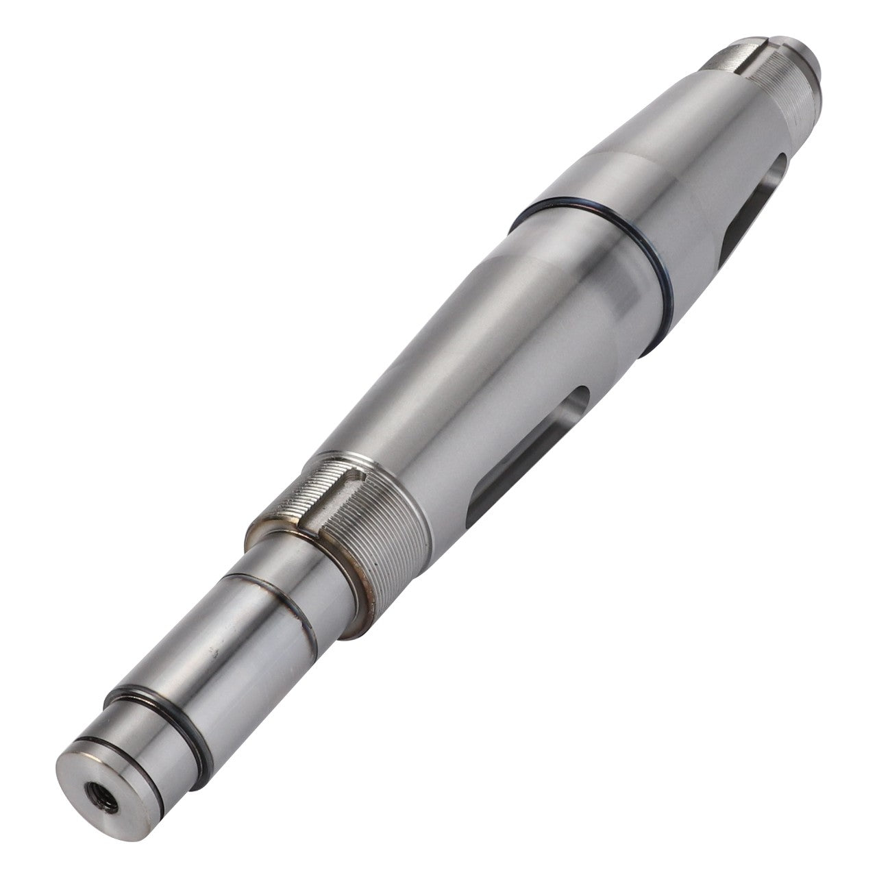 Introducing the AGCO Shaft, Engine Power Take-Off - D28783912: a high-efficiency metallic cylindrical mechanical component featuring multiple segments and a threaded connector, meticulously designed by AGCO to maximize uptime.