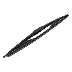 The AGCO Wiper Blade, Windscreen, L= 350 - Acw1605020 is a single black windshield wiper blade featuring a metal frame and rubber edge. Crafted from high-grade materials, this blade is designed to clear rain and debris from vehicle windshields effectively. Ideal for tractors, it ensures optimal visibility in any weather condition.