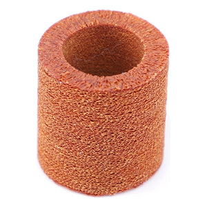 A close-up of the AGCO Filter - 3702788M1, a cylindrical and textured sanding drum in an orange-brown color with a hollow center, similar to those used for smoothing and shaping materials in Massey Ferguson hydraulic systems.