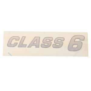 A decal reading "CLASS 6" in large, bold, italicized letters on a white background, from the product AGCO | Decal - Acw3856420 by AGCO. No Current Product Description Information Is Available.