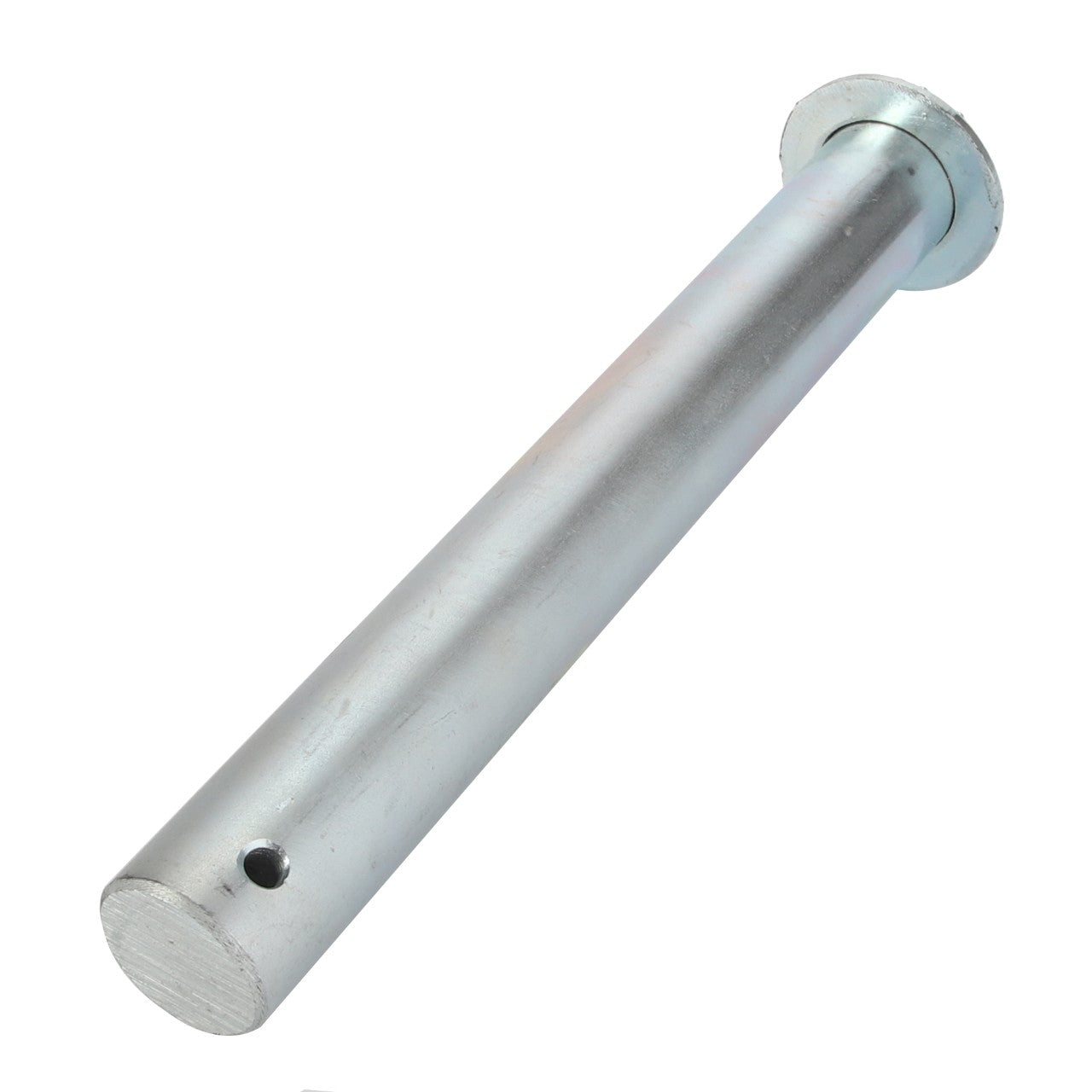 A cylindrical metal rod with a flat head and a small hole near the end, known as the AGCO Hinge Pin, model number Acp0004190.