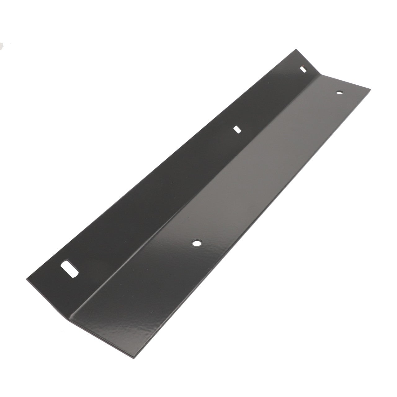 The AGCO Angle Bracket - Acw7249950 is a black metal bracket featuring a flat surface and three holes, specifically designed for mounting or support purposes. The product is manufactured by AGCO.