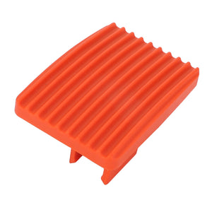 The AGCO | Foot Rest - Acp0671950, an orange plastic pedal with a ribbed texture designed for non-slip use, currently has no detailed product description available.