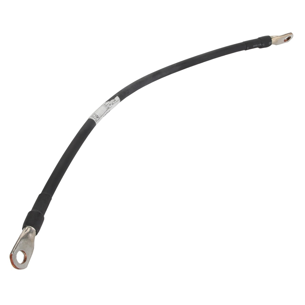 A black, flexible electrical cable with metal terminals at both ends, branded as AGCO | Cable - Acp0321970.