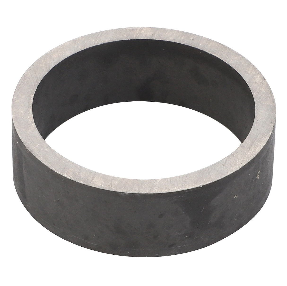 The AGCO RING - F743300021150 features a close-up view of its cylindrical metal design with a hollow center, showcasing smooth edges and a matte grey finish.