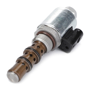 Introducing the AGCO Solenoid Valve - 3819450M91 by AGCO, a cylindrical metal solenoid valve with multiple holes and a side connector, ideal for Massey Ferguson models.