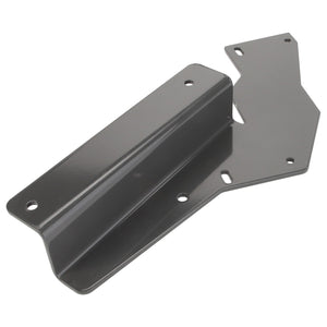 Introducing the AGCO | Bracket - Acw1552240: a black metal bracket from AGCO, featuring multiple holes for versatile mounting options and a unique, irregular design.