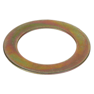 The AGCO | FLAT WASHER - K3296, a product by AGCO, is a metallic washer with a circular shape and a central hole. Its surface features a slightly rusted, multi-colored appearance. No additional product description information is available.