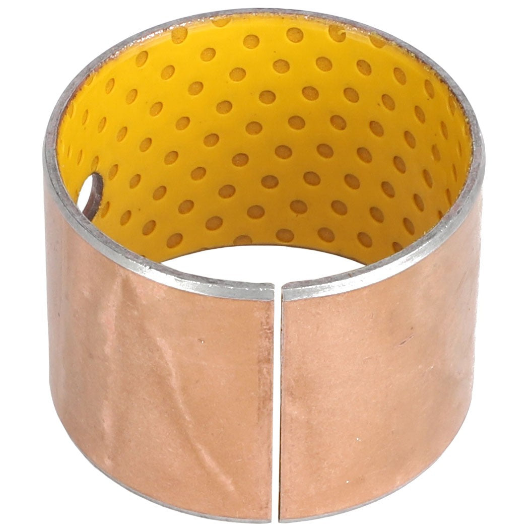 AGCO Bush model ACX0004680 is a cylindrical, open-ended metal bushing with a distinctive yellow perforated inner lining.