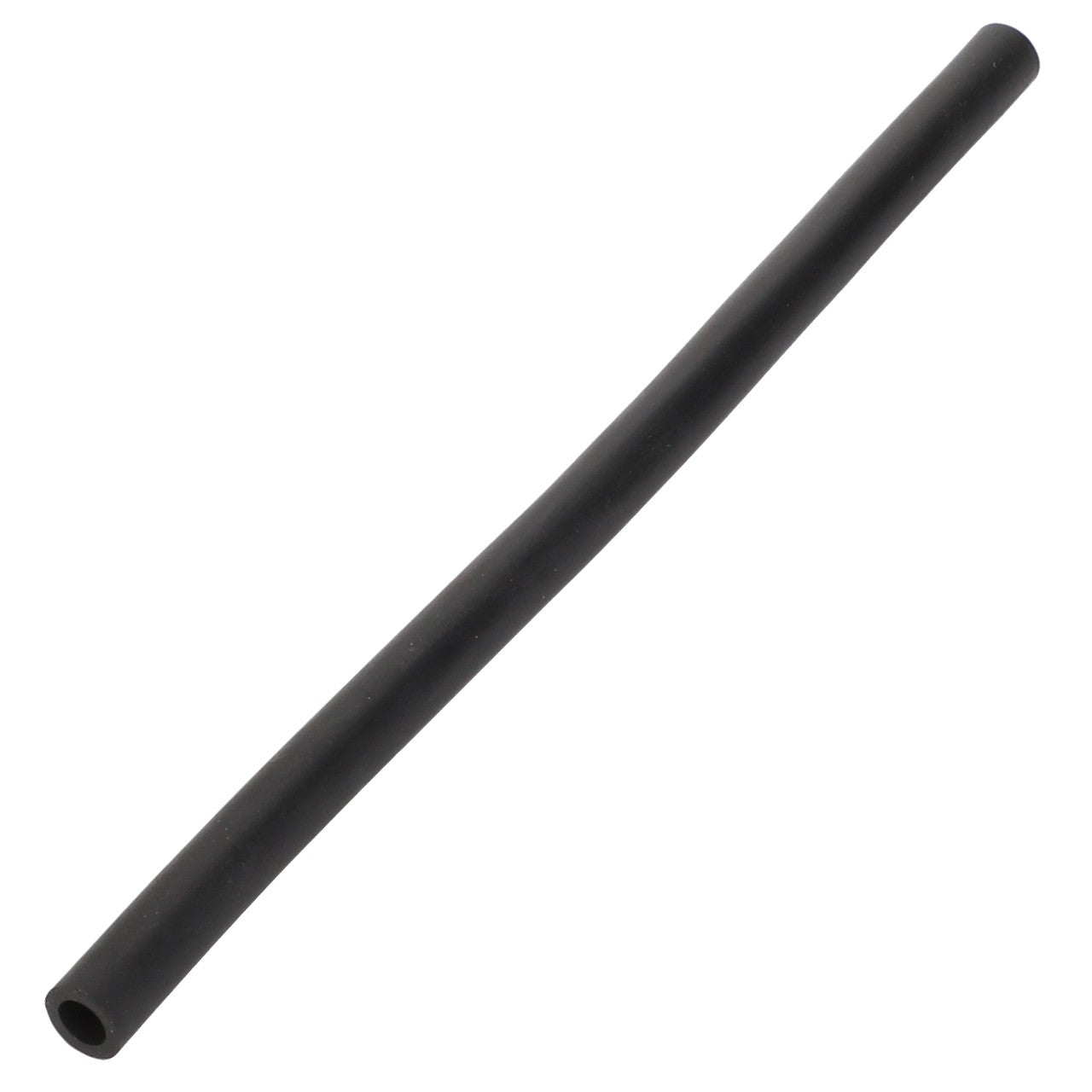 The AGCO | Hydr. Hose - Acw155012A by AGCO is a black rubber hose with a cylindrical shape extending from one end to the other, displayed on a white background. No current product description information is available.