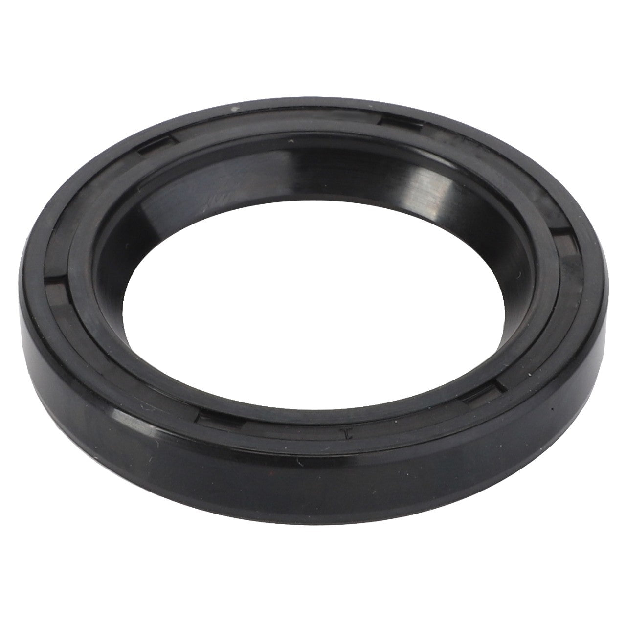 A black rubber oil seal with a circular shape and a smooth outer edge, compatible with Massey Ferguson Models, known as the AGCO Seal - 1230.