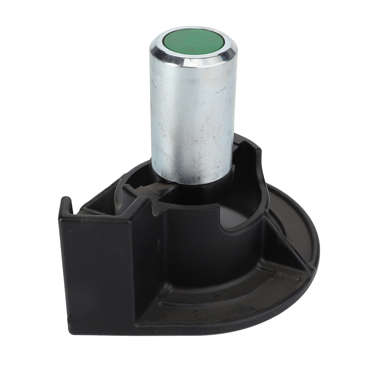 The AGCO RIGHT HAND GRIP - AL60008052 features a cylindrical metal component with a green top, mounted on a black plastic base and complemented by an angular section on one side.