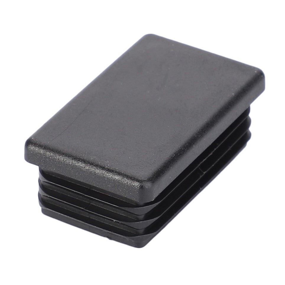 The AGCO | PLUG - V30320600 is a rectangular black plastic end cap featuring ridges on one end. No additional product description information is available at this time.