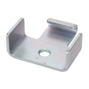 The AGCO | Plate - Acp0303120 is a metallic U-shaped bracket featuring a centrally located hole in its base for secure mounting.