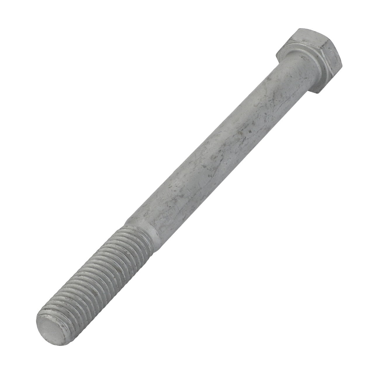 The AGCO Hexagonal Head Bolt - Acw4030620 is a metal hex bolt with a threaded end and a hexagonal head, commonly used in construction and mechanical applications.