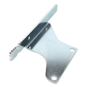 The AGCO | Bracket - Acw2937120 by AGCO is a metal bracket with multiple holes designed for mounting purposes. It features a sleek, shiny finish and an L-shaped structure with one side extended outward.