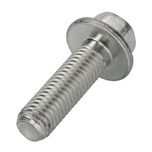 No current product description available for the close-up image of the AGCO Flange Head Capscrew - Acp0360550, a metallic hex flange bolt with a partial threaded shaft.